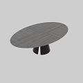 Modern Oval Dining Table With Gray Wood Grain Spliced Tabletop And Black Legs