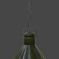 Green Metal Conical Pendant Light With Square Canopy And Chain Hanging
