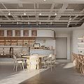 Cozy Pastry Shop Interior With Display Cases And Wooden Furniture