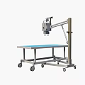 Industrial Equipment Mobile Workbench With Blue Tabletop Adjustable Mechanical Arm And Wheels
