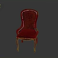 Elegant Red Leather Chair With Classic Design Curved Legs And Decorative Stitching