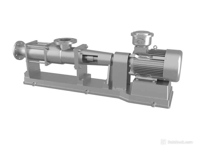 Industrial Screw Pump Mechanical Equipment With Motor Drive And Steel Construction 3d model 