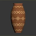 Decorative Terracotta Vase With Geometric Patterns And Cylindrical Shape For Home Decor 3d model
