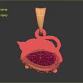 Elegant Gold Pendant Sculpture With Intricate Carved Cat On Red Gemstone