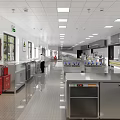 Spacious Commercial Kitchen Interior With Stainless Steel Workstations And Bright Lighting