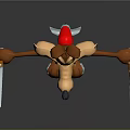 Playful Game Movie Cartoon Character With Long Ears Brown Fur And Roller Skates