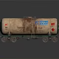 Rusty Railroad Tank Car With 101 Franco International Cylindrical Tank And Green Wheels