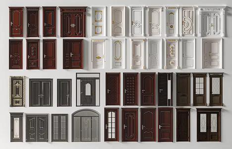 Modern door combination 3d model