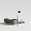Modern Grey Multi seat Sofa Interior With Floor Lamp Coffee Table And Throw Pillows 3d model