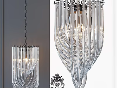 Modern Curved Glass Tube Chandelier With Elegant Design For Home Interior 3d model