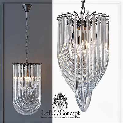 Modern Curved Glass Tube Chandelier With Elegant Design For Home Interior 3d model