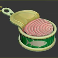 Open Green Tuna Can With Pink Fish Meat And Fish Design