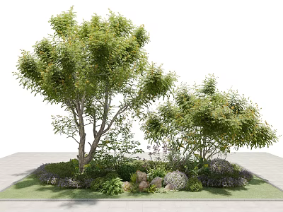 Lush Arbor In Garden Landscape With Shrubs Stones And Green Grass 3d model