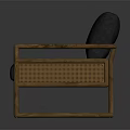 Single Sofa with Wooden Frame Gray Cushion and Rattan Accents for Living Room
