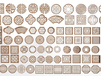 New Chinese Style Hollow Window Hollow Window Lattice Carved Window Pane Lattice Window 3d model