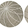 Modern Round Carpet With Geometric Line Patterns In Neutral Beige And Gray Tones 3d model