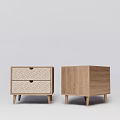 Modern Wooden Bedside Tables With Rattan Drawer And Natural Wood Design