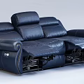 Modern Comfortable Leather Reclining Three-Seater Sofa With Stitch Detail For Living Room
