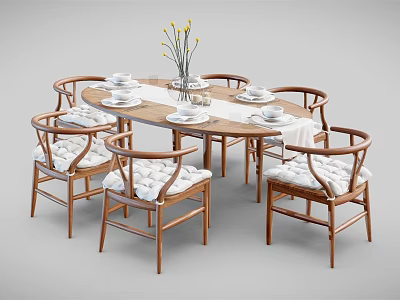 New Chinese Dining Table and Chair Combination Dining Table and Chair 3d model