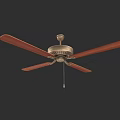 Elegant Classic Ceiling Fan With Wooden Blades And Decorative Metal Housing
