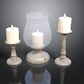 Elegant Wooden Candle Holders With Lit Candles And Glass Cover