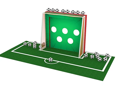Soccer Field Model With Green Lawn White Lines Goalpost And Soccer Balls 3d model