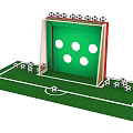 Soccer Field Model With Green Lawn White Lines Goalpost And Soccer Balls