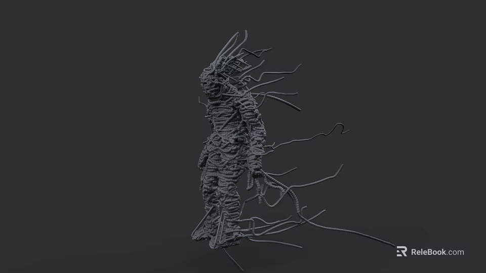 Game Film Character 3D Model With Wrapped Bandages Multiple Tentacles And Creepy Design 3d model 