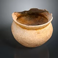 Earthy Yellow Clay Pottery Vessel With Worn Texture And Wide Mouth For Storage