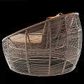 Round Rattan Outdoor Sofa With Dark Cushions And Light Brown Seat Design
