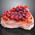 Elegant Red Crystal Cluster Decorative Ornament Set on Natural Rock Base