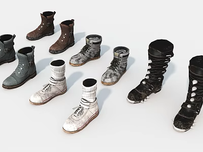 Trendy Versatile Boots With Various Styles High Top Low Top And Different Colors 3d model Trendy Versatile Boots With Various Styles High Top Low Top And Different Colors 3d model