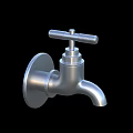 Modern Wall Mounted Silver Metal Water Faucet With Knob Handle Design