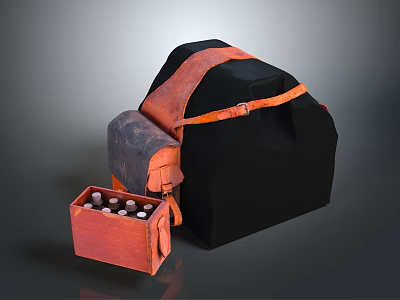 Household Items Black Storage Container With Orange Strap And Small Organizer Case 3d model