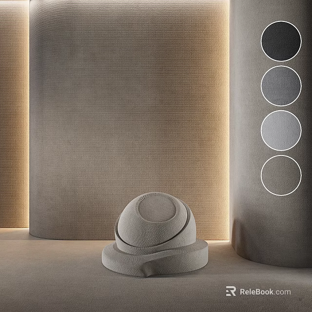 Modern Textured Circular Concrete Component With Illuminated Background And Cylindrical Patterns 3d model