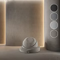 Modern Textured Circular Concrete Component With Illuminated Background And Cylindrical Patterns 3d model