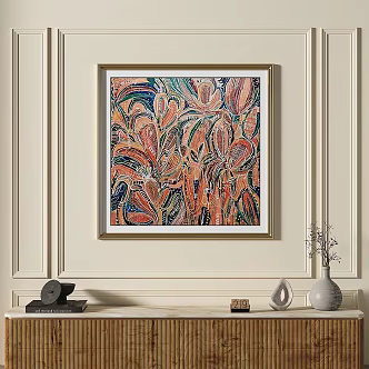 French Style Light Luxury Abstract Decorative Painting 3d model