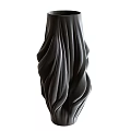 Ceramic Vases With Blue And Black Wavy Texture For Modern Home Decor