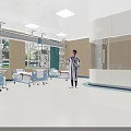 Bright Hospital Ward Interior With Medical Beds Doctor Nurse Station And Equipment