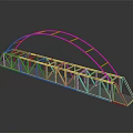 Metallic Arch Bridge Structure With Metal Framework Support Beams And Bridge Deck 3d model