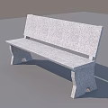 Gray Textured Stone Bench Design For Roadside Public Rest Facility 3d model