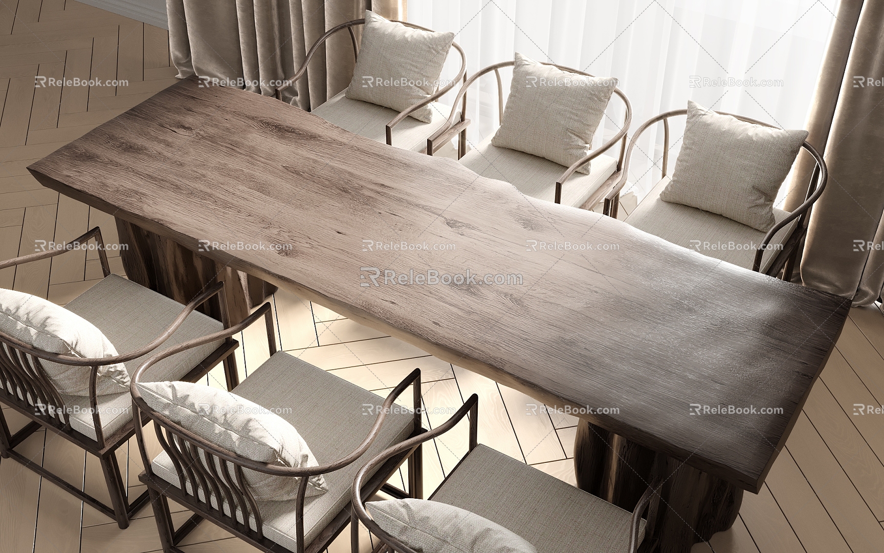 New Chinese Dining Table and Chair Combination Dining Table and Chair 3d model