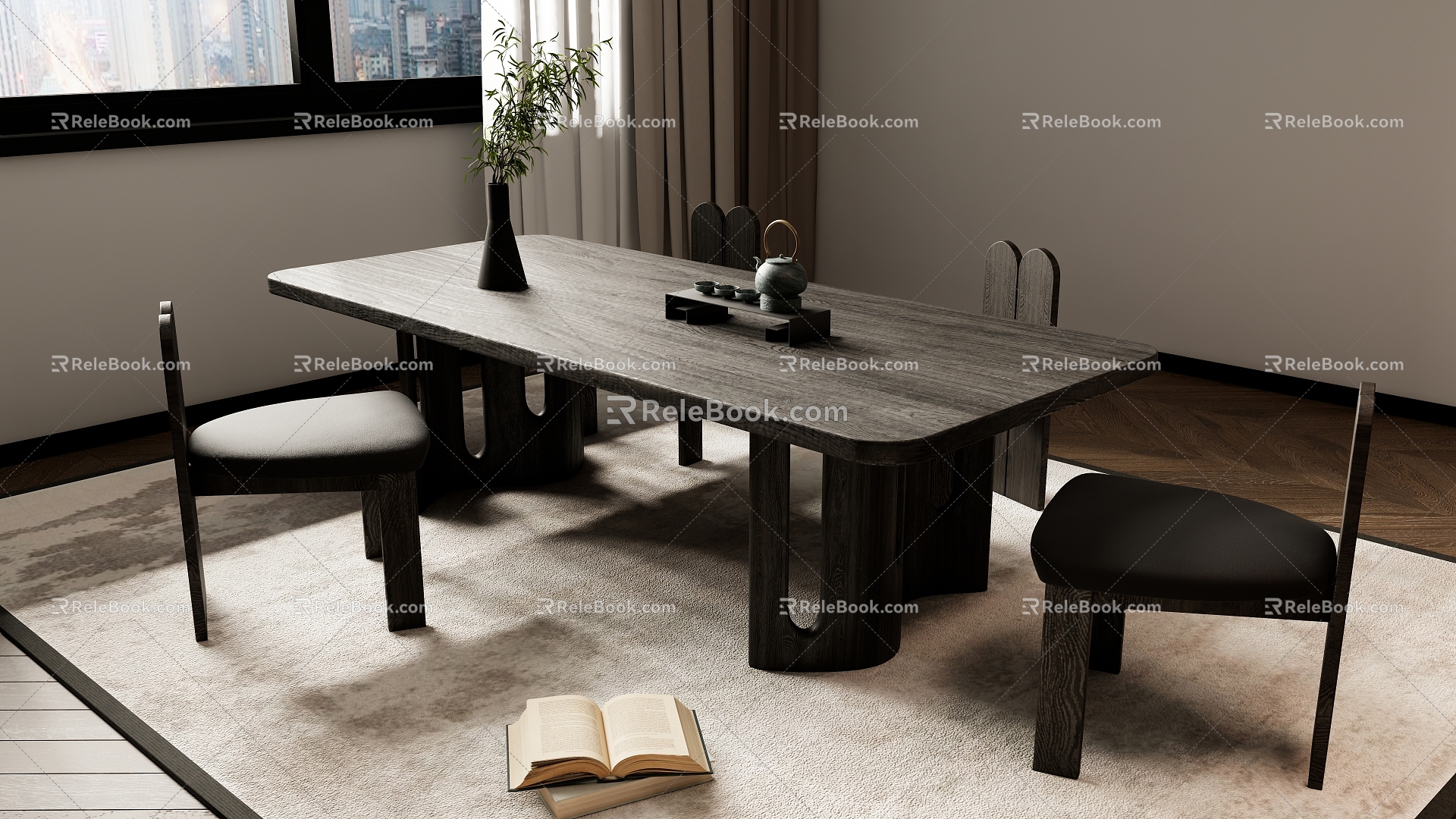 New Chinese Tea Table and Chair Combination Tea Table Tea Table 3d model