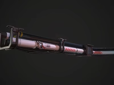 Mechanical Component With Cylindrical Structure Red White Stripes And Metal Frame 3d model