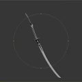 Long Bladed Metal Weapon With Sharp Edge Traditional Handle And Guard Isolated On White Background