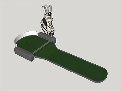 Sports Equipment Golf Putting Practice Mat With Green Surface And Stand Support 3d model
