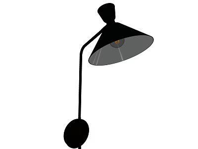 Modern Black Wall Lamp With Curved Arm And Conical Shade For Interior Lighting Decor 3d model