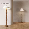 Nordic Style Floor Lamps With Spiral Wooden Pole And White Pleated Shade For Interior Decor