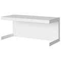 Sleek Dark Wood Desk With Metallic Legs And Built In Drawers