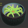 Car Wheel With Golden Spoke Design And Shiny Alloy Rim Black High Performance Tire